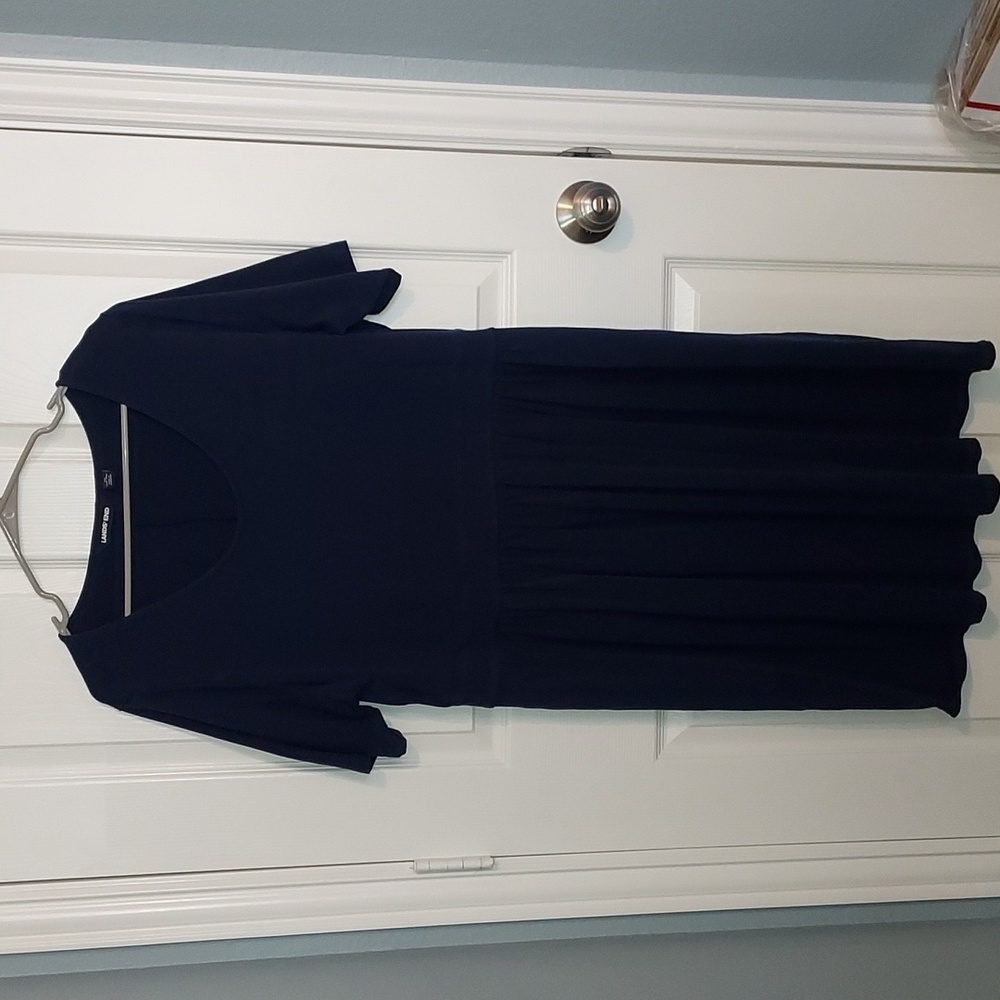 Lands End Black Short Sleeve T Shirt Dress With Pockets 1X